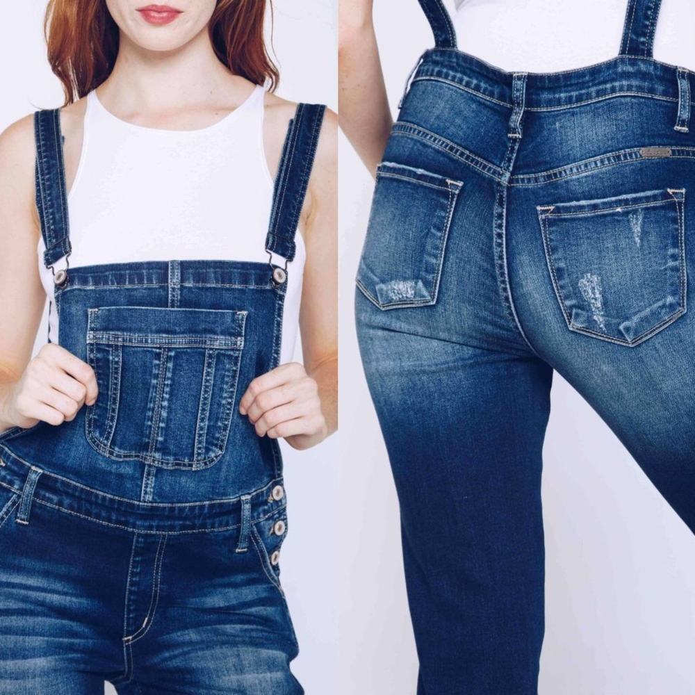 CAYMIELYNN Distressed Long Overalls - Picture 2 of 4